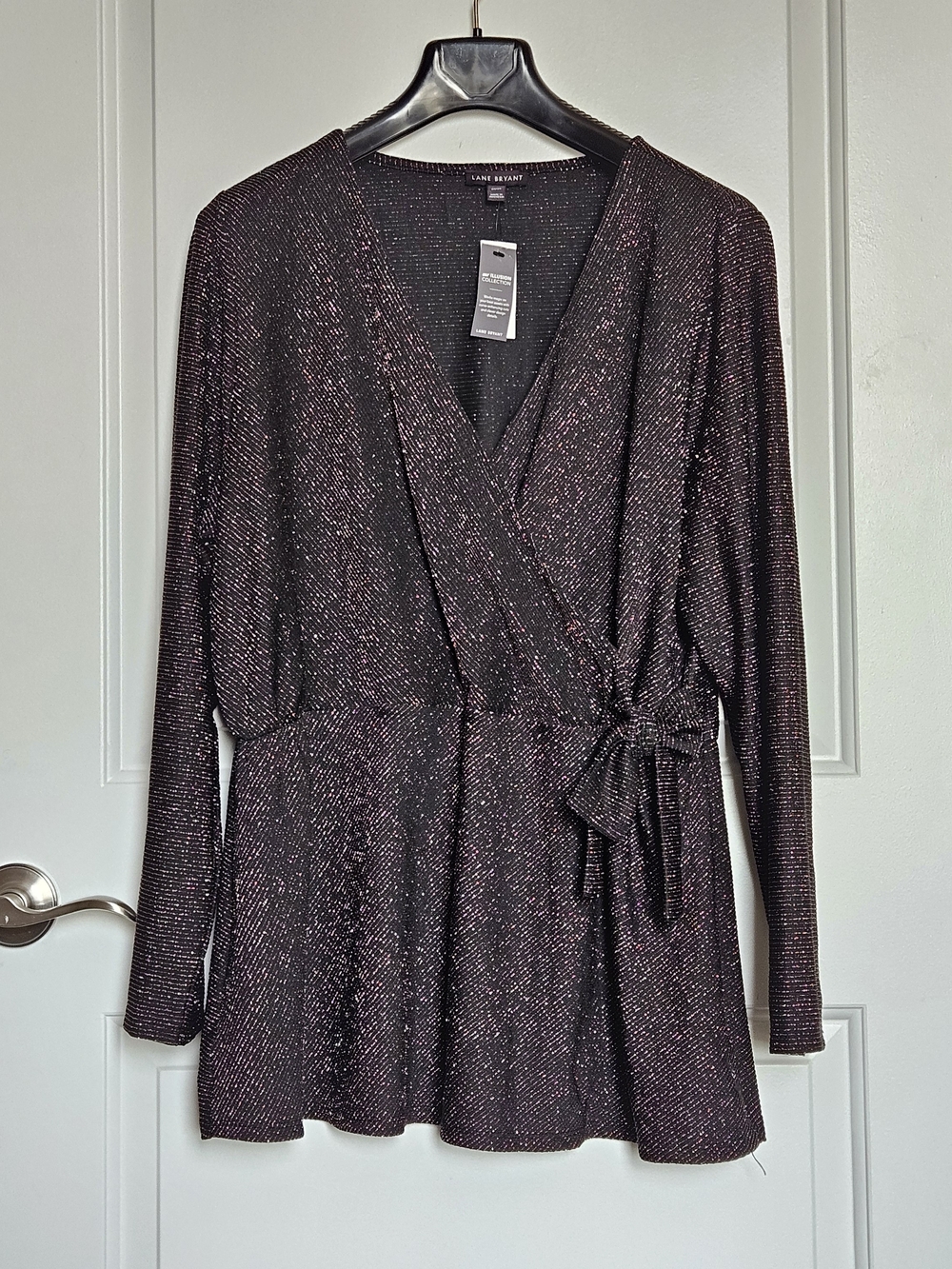 NWT Lane Bryant Women's Plus Size 22/24 Holiday Top with Rainbow Metallic Thread